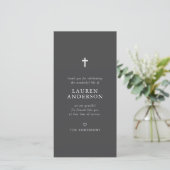 Carte De Remerciements Memorial Funeral Modern Simple Chic Cross (Debout devant)
