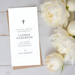 Carte De Remerciements Memorial Funeral Modern Simple Chic Cross