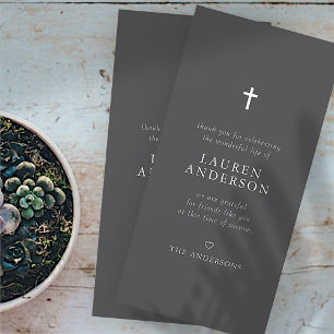 Carte De Remerciements Memorial Funeral Modern Simple Chic Cross