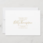 Carte De Remerciements Memorial Funeral Photo Simple Elegant Gold Script (Devant)