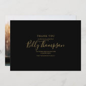 Carte De Remerciements Memorial Funeral Photo Simple Elegant Gold Script (Devant / Derrière)