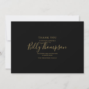 Carte De Remerciements Memorial Funeral Photo Simple Elegant Gold Script