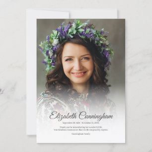 Carte De Remerciements Memorial Funeral Simple Modern Classic Photo