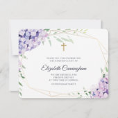 Carte De Remerciements Mémorial géométrique floral de Hydrangea Lilac (Devant)