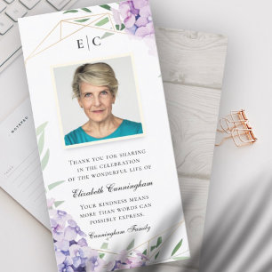 Carte De Remerciements Mémorial géométrique floral de Hydrangea Lilac