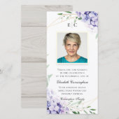 Carte De Remerciements Mémorial géométrique floral de Hydrangea Lilac (Devant / Derrière)