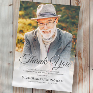 Carte De Remerciements Memorial Modern Elegant Classic Photo simple