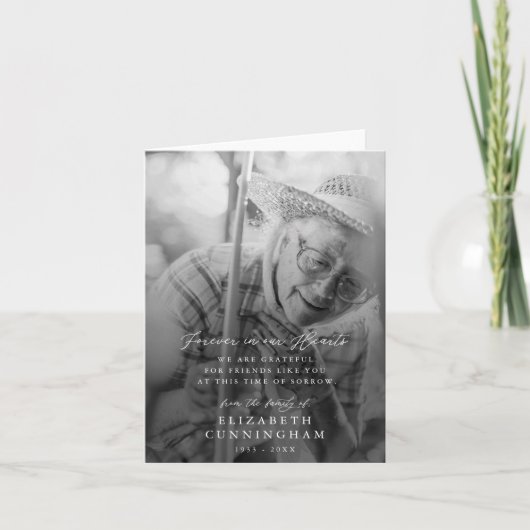 Carte De Remerciements Memorial Modern Simple Forever dans nos coeurs Pho (Devant)