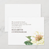 Carte De Remerciements Mémorial Moderne Aquarelle Florale Botaniques (Devant / Derrière)