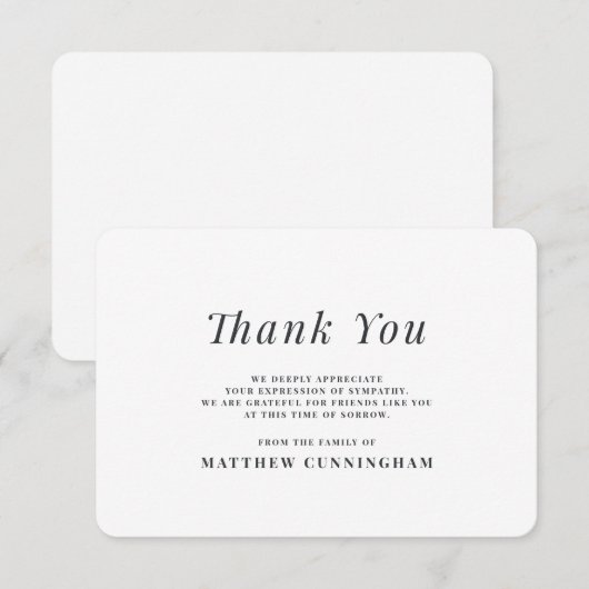 Carte De Remerciements Mémorial moderne simple en mémoire d'amour (Devant / Derrière)