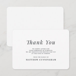 Carte De Remerciements Mémorial moderne simple en mémoire d'amour