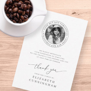 Carte De Remerciements Mémorial parti mais pas oublié Élégant photo chic