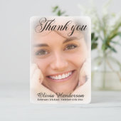 Carte De Remerciements Mémorial photo blanc rose doux (Debout devant)