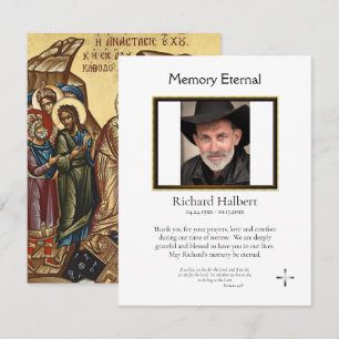 Carte De Remerciements Mémorial photo chrétien orthodoxe minimaliste