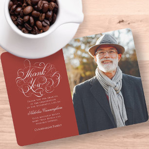 Carte De Remerciements Mémorial photo de calligraphie classique et simple