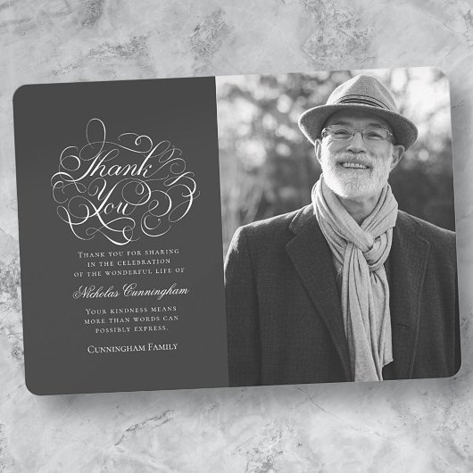 Carte De Remerciements Mémorial photo de calligraphie classique et simple