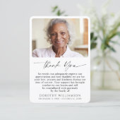 Carte De Remerciements Memorial Photo Elegant Script (Debout devant)