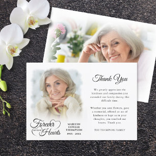 Carte De Remerciements Mémorial pour toujours dans nos coeurs 2 photos