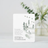 Carte De Remerciements Mémorial Simple aquarelle verte Forêt de pins (Debout devant)
