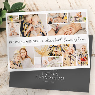 Carte De Remerciements Mémorial Simple Minimaliste Moderne 10 Photo Colla