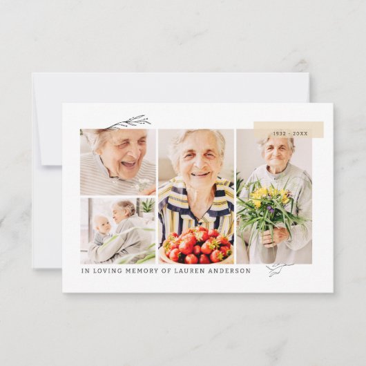 Carte De Remerciements Memorial Simple Modern 7 - Grille photo Prière (Devant)