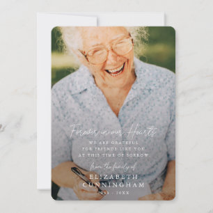 Carte De Remerciements Memorial Simple moderne pour toujours dans nos coe