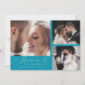 Carte De Remerciements Memories Made With Love Wedding Aqua Multi Photo (Devant)