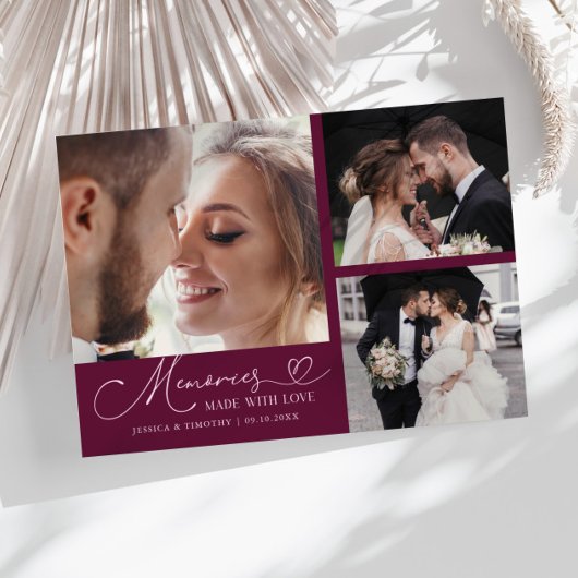 Carte De Remerciements Memories Made With Love Wedding Cranberry Photo