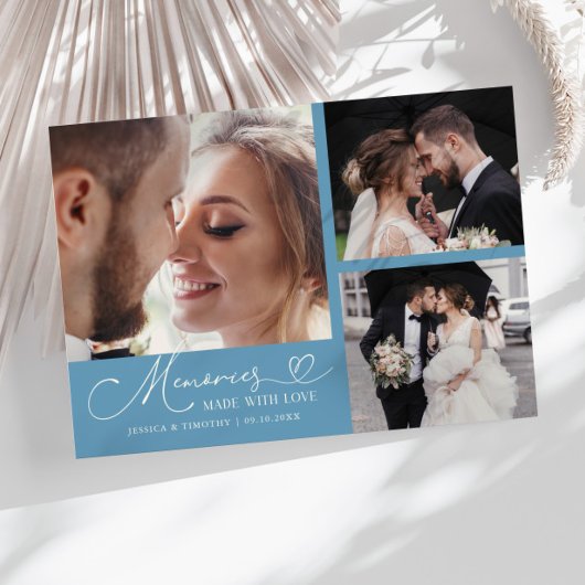 Carte De Remerciements Memories Made With Love Wedding Denim Blue Photo