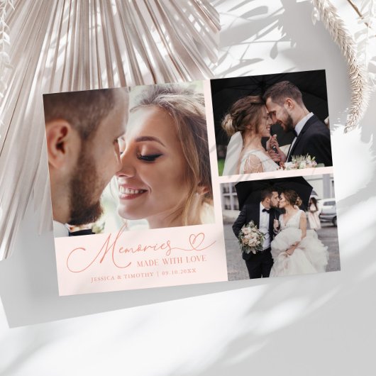 Carte De Remerciements Memories Made With Love Wedding Peach Multi Photo