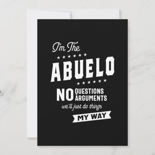Carte De Remerciements Mens I'm The Abuelo No Questions Arguments (Devant)