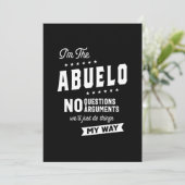 Carte De Remerciements Mens I'm The Abuelo No Questions Arguments (Debout devant)