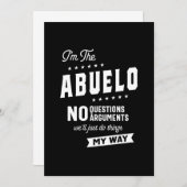 Carte De Remerciements Mens I'm The Abuelo No Questions Arguments (Devant / Derrière)