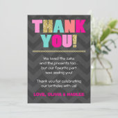 Carte De Remerciements Menthe rose d'or d'anniversaire de jumeaux communs (Debout devant)