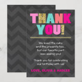 Carte De Remerciements Menthe rose d'or d'anniversaire de jumeaux communs (Devant / Derrière)