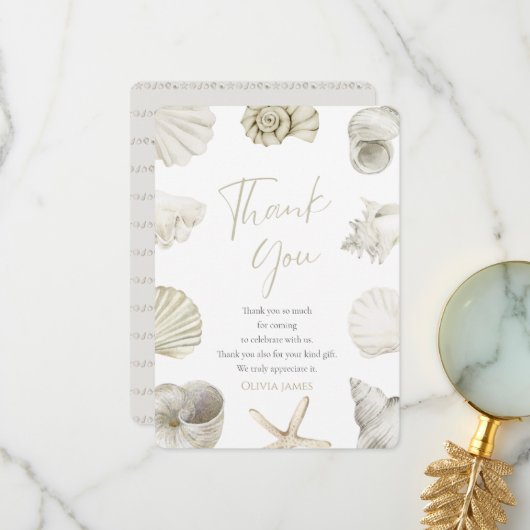 Carte De Remerciements Mer bientôt baby shower (Devant/Arrière en situation)