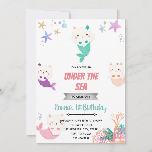 Carte De Remerciements Mercat sous l'invitation d'anniversaire de la mer (Devant)