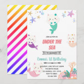 Carte De Remerciements Mercat sous l'invitation d'anniversaire de la mer (Devant / Derrière)