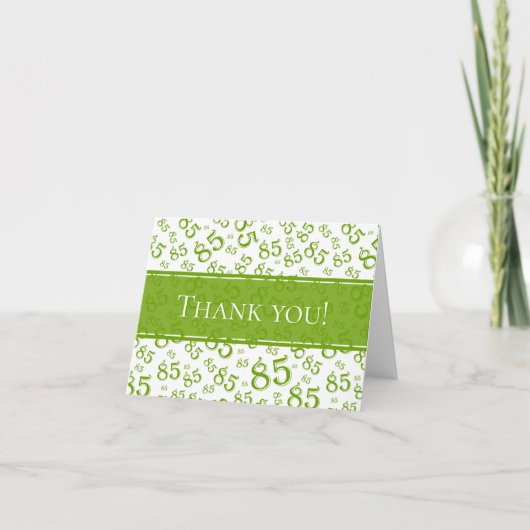 Carte De Remerciements "Merci !" 85e Motif numérique vert/blanc (Devant)