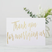 Carte De Remerciements "Merci de l'or chic pour nous marier" (Debout devant)