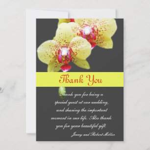 Carte De Remerciements merci, fleurs d'orchidée jaune