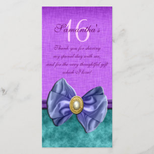 Carte De Remerciements "merci" les gemmes noires roses de "sweet sixteen"