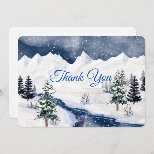 Carte De Remerciements Merci, Noël Mariage d'hiver sur mesure (Devant / Derrière)