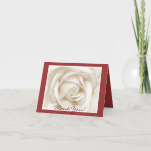 Carte De Remerciements Merci! Rose blanche (rouge)