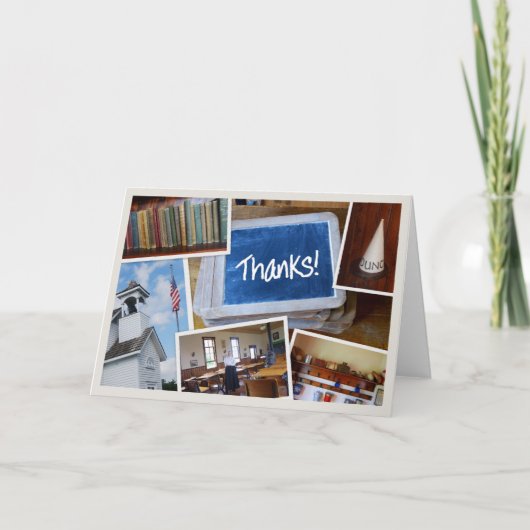 Carte De Remerciements "Merci!" Scènes d'ancienne école (Devant)