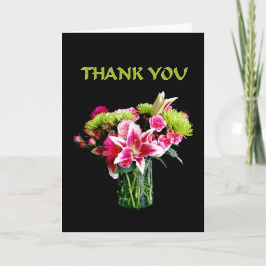 Carte De Remerciements Merci, Stargazer Lily Bouquet (Devant)