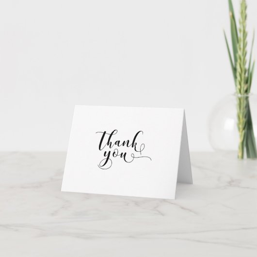 Carte De Remerciements "Merci" Typographie noire ornée Script 3 (Devant)