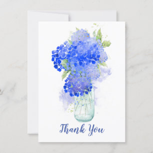 Carte De Remerciements Mercis bleus de fleur d'hortensia d'aquarelle