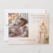 Carte De Remerciements Mère Marie avec Bébé baptême (Devant)