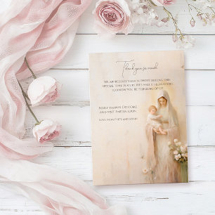 Carte De Remerciements Mère Marie avec Bébé baptême